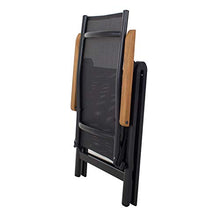 Ambientehome Sedia pieghevole in alluminio, 4 x 4 cm, braccioli in acacia nero