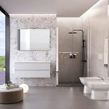 bonussi Mobile Bagno Sospeso 100 cm Lavabo Specchio e Cassettoni Bianco Larice