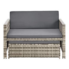 [en.casa] Set di Mobili da Giardino Arredo Esterno in Polyrattan con Cuscini Set Composto di 1 Divano a 2 Posti + 1 Tavolino Basso Multiuso - Beige/Grigio