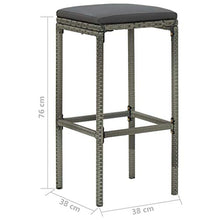 FAMIROSA Sgabelli da Bar con Cuscini 4 pz Grigi in Polyrattan-3447