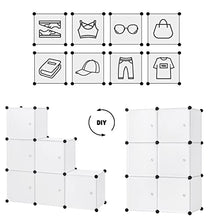 eSituro Armadio a 6 Cubi, Armadietto Guardaroba Modulare, Scarpiera Componibile con Ante ad Occhiello, Organizzatore per Camera da Letto, Corridoio, 96x30x96cm, Bianco