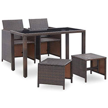 OUSEE Set da Pranzo da Giardino 5 pz con Cuscini Polyrattan Marrone