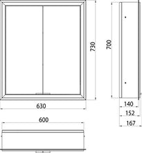 Emco Asis-Armadietto a Specchio a LED, 600 mm, 2 Ante, Parete Posteriore, Cromato