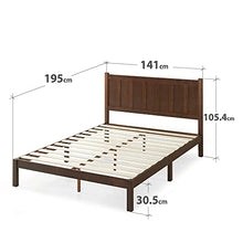ZINUS Adrian 31 cm Letto in legno con testiera | Base in legno massello | Supporto per doghe in legno | Facile da montare | 140 x 190 cm | Stile rustico
