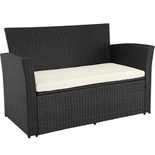 TecTake 800719 Salottino in Rattan, Componibile con Versatilità, Resistente ai Raggi UV, Robusto Acciaio, Tavolo con Piano & Cuscini - Disponibile in Diversi Colori (Nero | No. 403278)