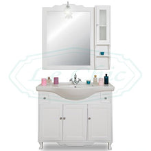 arredo bagno mobile con lavabo specchio e colonna salvaspazio shabby chic in vero legno bianco provenzale