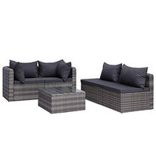 OUSEE Set Divani da Giardino 5 pz con Cuscini in Polyrattan Grigio