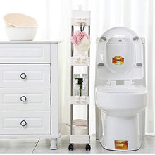 LPW Carrello da Cucina, 4 Scaffale per Cucina, Bianca Portaoggetti Scaffalatura,Carrellino Salvaspazio,Carrellino per Bagno Plastica,Grigio,A