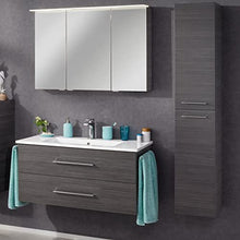 FACKELMANN B.Perfekt - Set di mobili da bagno 3 pezzi, con lavabo in ceramica da appendere, 100 cm e armadietto a specchio a LED