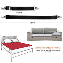 Joseche - Bretelle Elasticizzate Regolabili per Angoli Lenzuola, coprimaterassi, Letto o Divano, 4 Pezzi, Colore: Nero Black [4PCS]