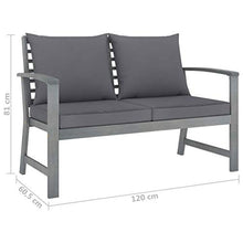 SKM Set Divani da Giardino 3 pz con Cuscini in Legno Acacia Grigio