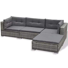 OUSEE Set Divani da Giardino 6 pz con Cuscini in Polyrattan Grigio