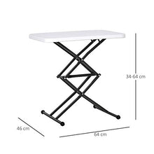 giordano shop Tavolino Pieghevole da Giardino 64x46x34-64 cm Alzata Regolabile Nero e Bianco