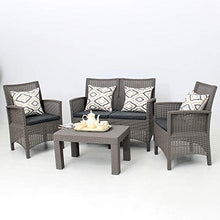 Set salottino da giardino con divanetto due posti e due poltroncine in resina resistente