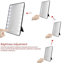 Specchio per il trucco Specchio con 16 LED Specchio cosmetico con interruttore Touch Dimmer Supporto a batteria per bagno da viaggio,Nero