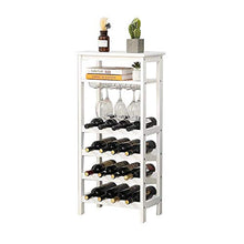 LXD Portabicchieri da Vino, 6 Tier Solid Wood Bobinet Wine Glack Glass Rack Home Pavimento Di Vino Bottiglia Di Vino Stand -2 Colori 44 × 26 × 100 cm,Bianca