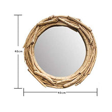 KANJJ-YU Specchio da bagno 400 x 400 mm per bagno, cornice in legno grande per specchio da trucco