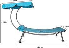 L&B-MR - Sedia reclinabile per giardino, con tettoia e cuscino, 202 x 119 x 160 cm