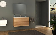 giordanoshop Mobile Bagno Sospeso 100 cm Lavabo e Specchio Tavassi Giove Rovere Chiaro