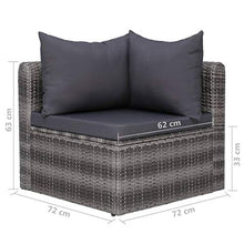 vidaXL Set Divani da Giardino 8 pz con Cuscini Polyrattan Arredi per Esterni Seduta Sofa con Tavolino Elegante Grigio Rustico