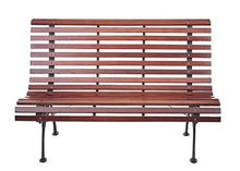 Mendler Panca panchina da Giardino terrazza HWC-F97 Legno ghisa ~ 2 posti 122cm Marrone