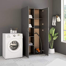 FAMIROSA Armadietto Grigio 80x35,5x180 cm in Truciolato