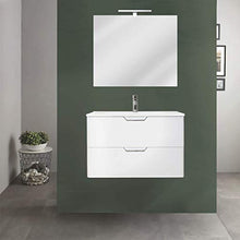 OrionShop Mobile Bagno Sospeso Gemini da 80cm Bianco con Lavabo Specchio e Lampada LED Inclusi