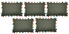 Vineyard Green Cushion Cover with Colorful Tassels (5 PCS 14 x 20â)