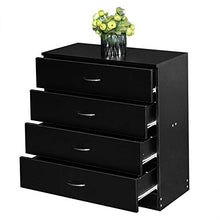 Cassettiera per camera da letto, in legno MDF semplice con 4 cassetti (nero)