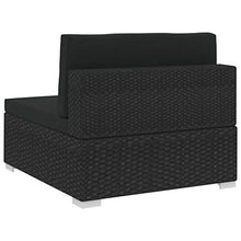 Festnight Set Divani da Giardino in Polyrattan, Set Divani da Esterno con Cuscini, Set di Mobili da Giardino Nero 4 pz