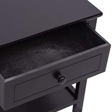 2 comodini neri con 1 cassetto e ripiani, in legno, per soggiorno, camera da letto, 40 x 29 x 42 cm