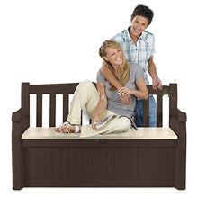 Keter Cassapanca Eden Bench Marrone con Seduta Beige 265 Lt in Resina Cm 140X60X84 H & Amazon Basics Telo di copertura sagomato per panca a 3 posti