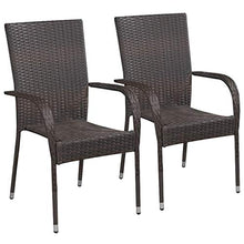 Tidyard Set di Sedie da Pranzo da Esterno, 2 pz Sedia da Giardino Impilabili in Polyrattan Marrone