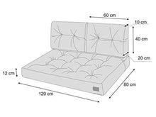 Cuscini per pallet, cuscini per pallet, cuscini da giardino (cuscino da 120 x 80 cm + schienale 2 x 60 x 40), beige con strisce