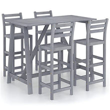 vidaXL Set da Bar da Giardino 5 pz Grigio in Legno Massello di Acacia