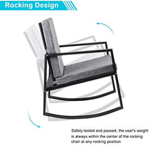 LUGEUK Sedia a Dondolo a 3 Pezzi Set di mobili da Esterno per Esterni, Coperchio di Conversazione per Sedia in Rattan, tavolino in Vetro (Nero)
