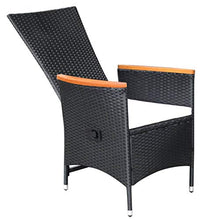 SKM Set da Pranzo da Giardino 7 pz in Polyrattan e Acacia Nero (66.5kg) Nero-8013