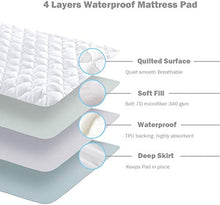 AIMS, Coprimaterasso trapuntato impermeabile in microfibra, con angoli, con fascia elastica, profondità extra di 40 cm (King)
