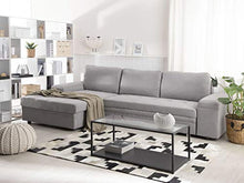 Beliani Divano Letto Angolare Destro con Contenitore in Tessuto Grigio Chiaro Kiruna
