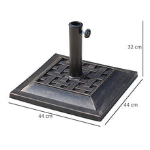 Outsunny Basamento per Ombrellone da Giardino in Resina e Acciaio in Stile Vintage, 44x44x32cm, Nero e Bronzo