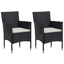 Festnight 3 pz Set Mobili da Pranzo per Giardino, Salotto da Giardino, Tavolo da Giardino con Sedie, in Polyrattan e Vetro Nero