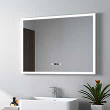 EMKE specchio bagno LED 80x60cm con illuminazione con interruttore touch + anti-appannamento + orologio