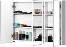 DREAMADE Armadietto a Specchio per Bagno Mobiletto Specchiera con Specchio e 3 Ante per il Bagno a 3 Ripiani, Bianco