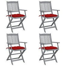 vidaXL Sedie da Giardino Pieghevoli 4pz con Cuscini in Massello Acacia