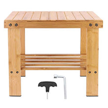 Sedia in bambù con sgabello in bambù resistente all'usura per bagno, camera da letto, giardino(25 * 40 * 33.5cm large)