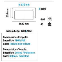 Sweety Divano Letto 2 Posti - Letto Matrimoniale Contenitore - in Tessuto e Ecopelle - Bianco e Grigio