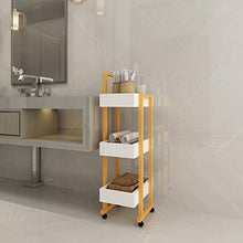 BLWX LY Carrello a 3 Piani di Piccole Dimensioni con Ruote ， Utilità Carrello Organizer Rack di stoccaggio for casa e Ufficio ， Facilità di Montaggio ， bambù