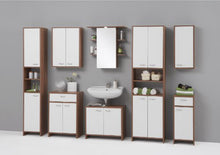 SB-Design Fresh B5 Pensile con specchio contenitore, 65x29x72 h cm, Castagno/Bianco