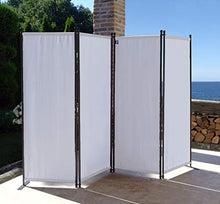 QUICK STAR Paravento da Giardino 220 x 165 cm 4 parti pieghevole Divisorio in Tessuto Balcone Protezione della Privacy Bianco
