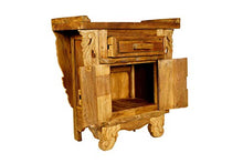 Windalf Handmade Natura - Comodino con cassetto ANNAEL 94 cm, con ornamenti in legno